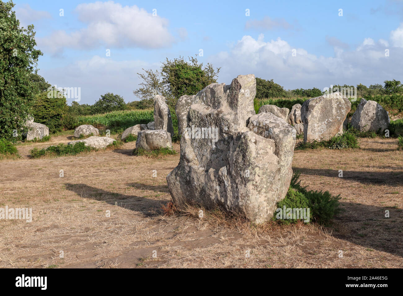 Ausrichtung von Kerzerho - Megalith-monument und touristische Attraktion in der Bretagne, Frankreich Stockfoto
