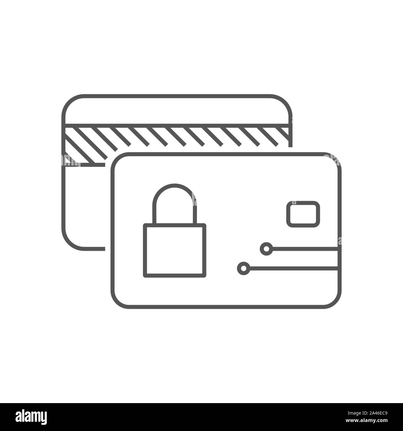 Kredit- oder EC-Karte für Zahlungen. Security Concept Line Symbol für Websites und Anwendungen. Stock Vektor