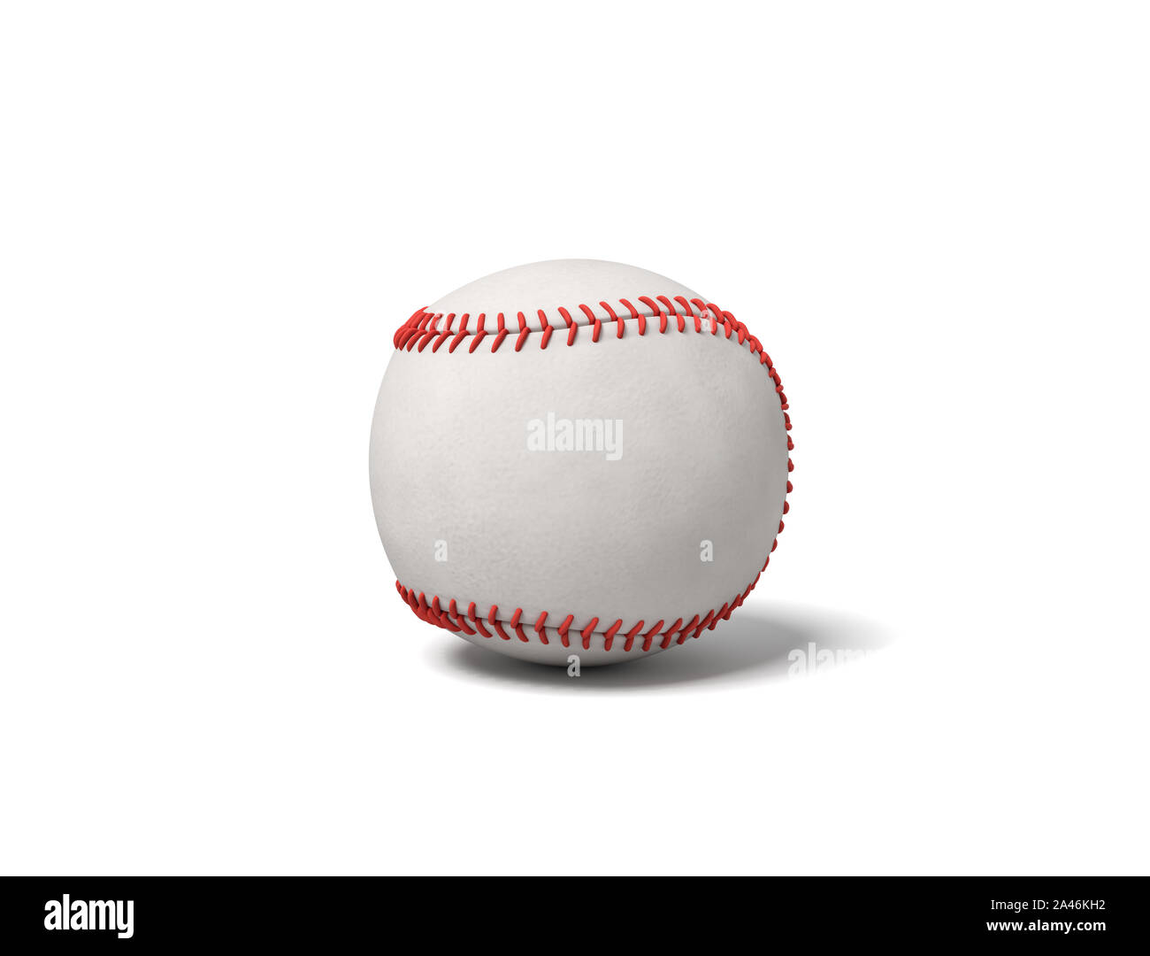 3D-Rendering für eine einzelne weiße Baseball mit roten Ziernähten werfen  einen Schatten auf weißem Hintergrund. Sportgeräte. Baseball Spiel.  Amerikanischen Zeitvertreib Stockfotografie - Alamy