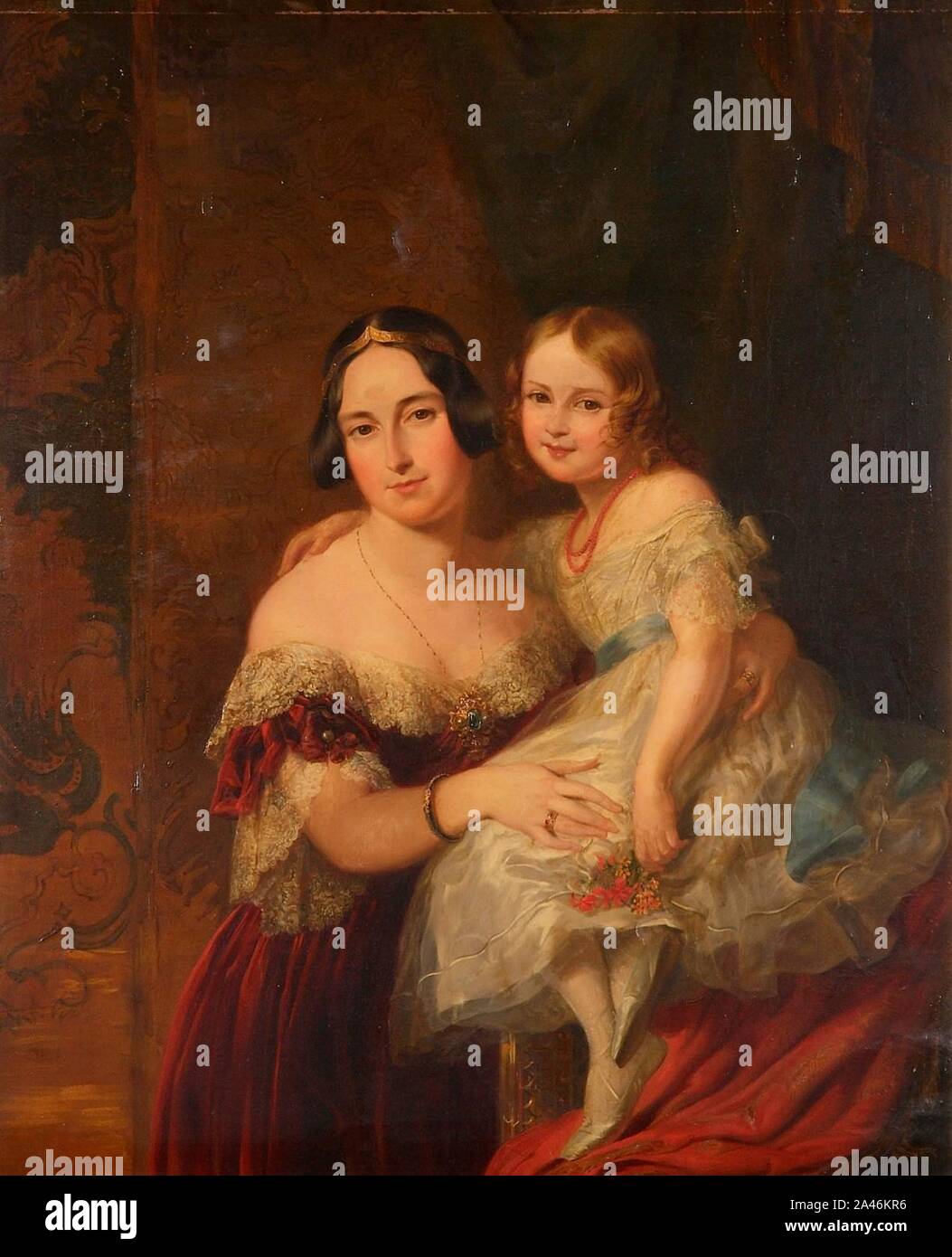 Feodora, Prinzessin von hohenlohe-langenburg mit ihrer Tochter Prinzessin Adelaide. Stockfoto