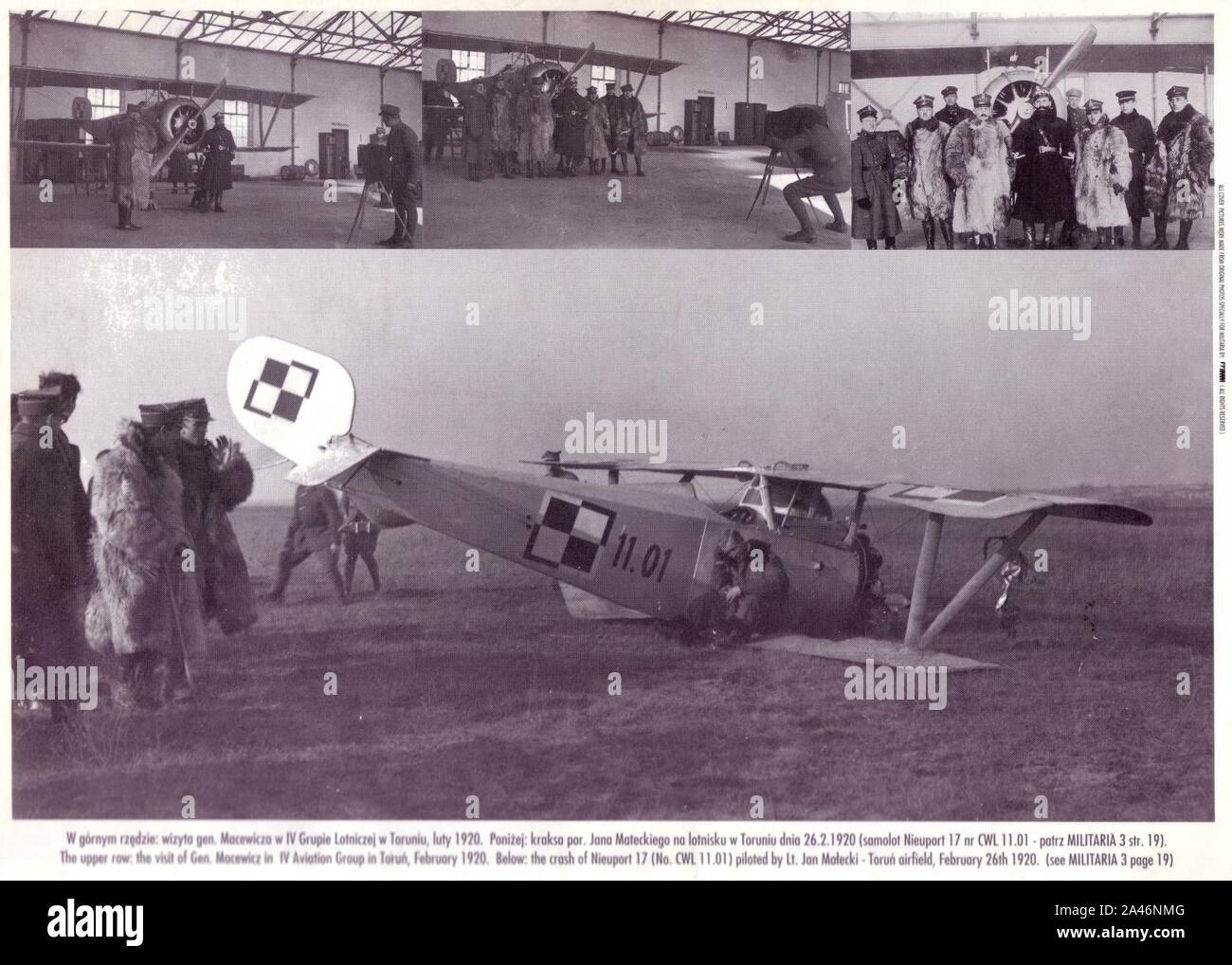 Feb 1920 polnische Nieuport 23 Crash. Stockfoto