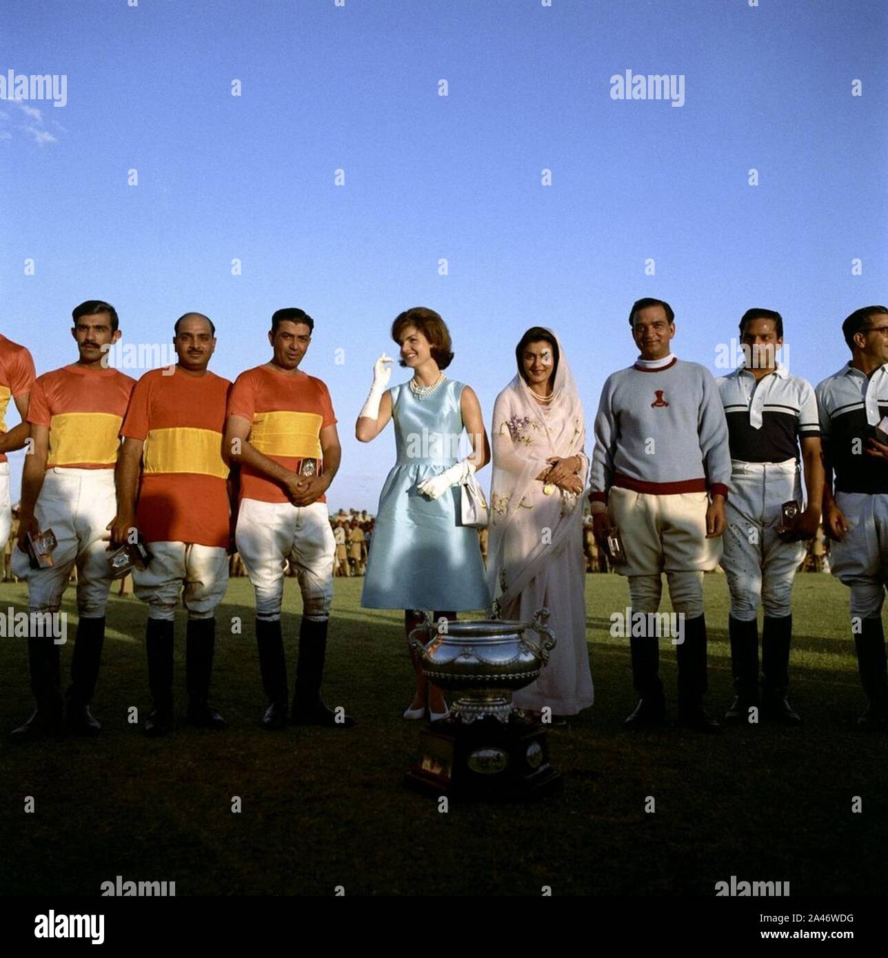 First Lady Jacqueline Kennedy bei Polo Match in Indien. Stockfoto