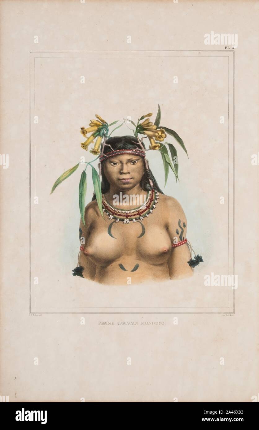 Femme camaca mongoyo - camacã mongoió, da Índia Coleção Iconográfica Brasiliana. Stockfoto