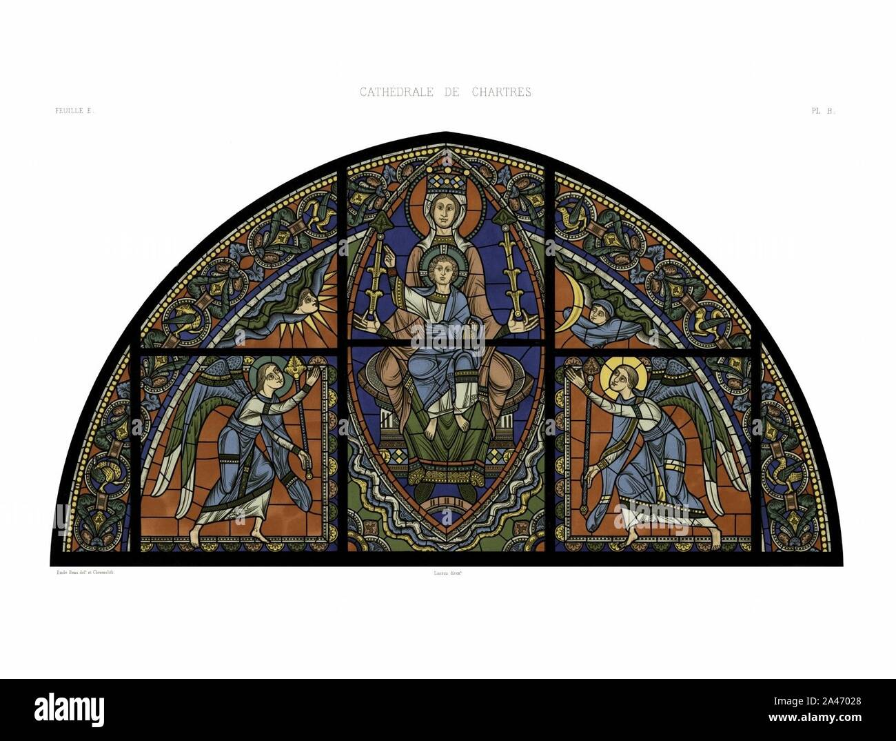 Feuille E Monografie de la Cathedrale de Chartres - Atlas - Vitrail de la vie de Jesus Christus - restaurierte Fassung 74--2. Stockfoto