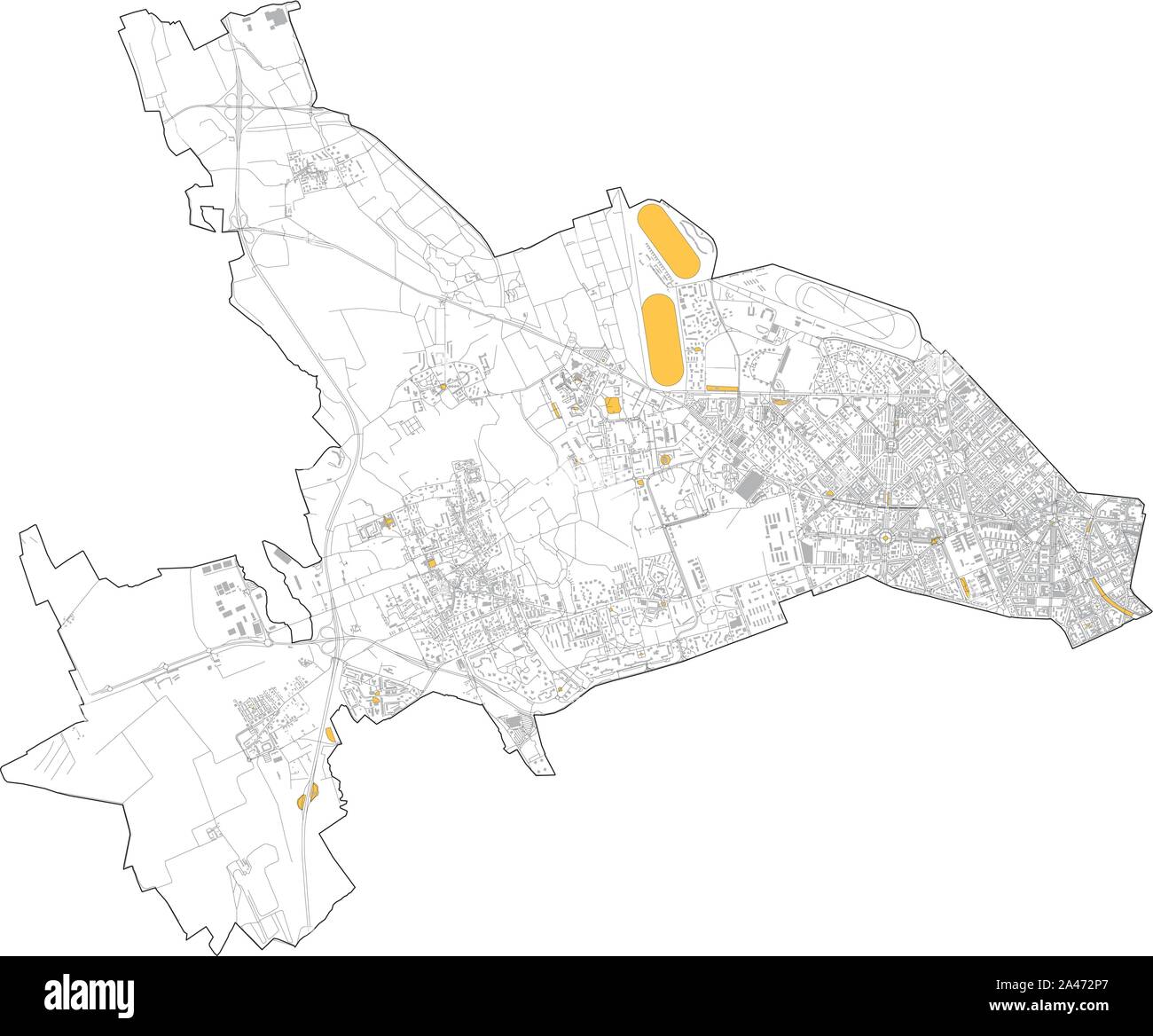 Satelliten Karte von Mailand, Straßen und Gebäude von Nummer 7, Gemeinden Nummer sieben. In der Lombardei. Italien Stock Vektor