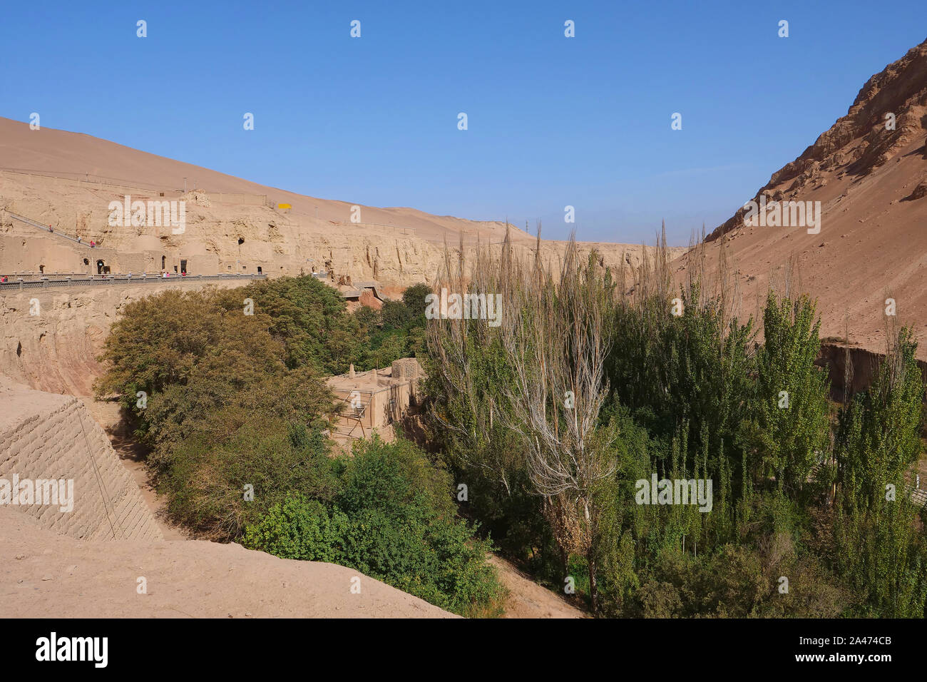 Querformat Der Bezeklik tausend Buddha Höhlen in Turpan Provinz Xinjiang in China. Stockfoto