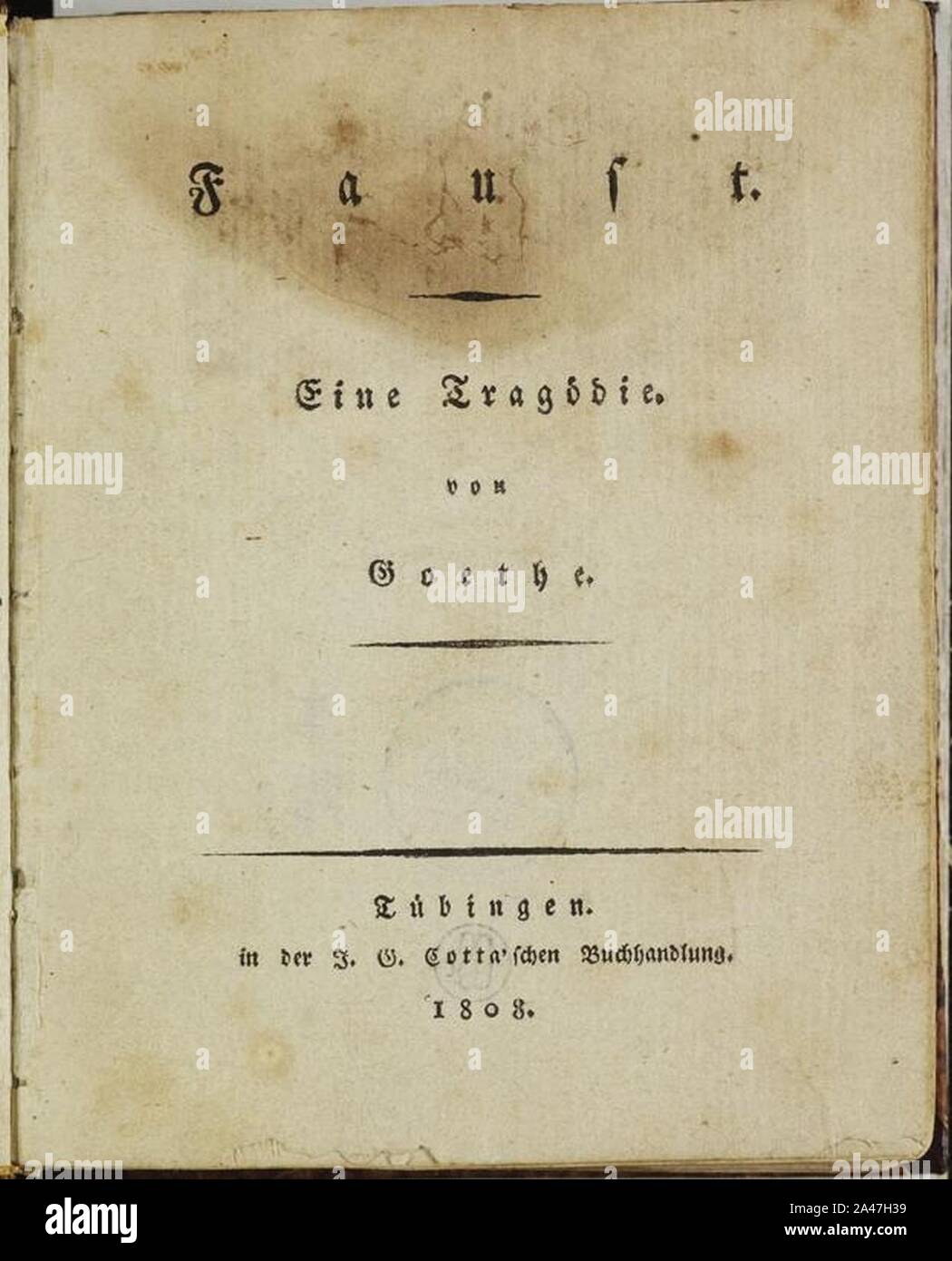 Faust, Titelblatt der Nachauflage. Stockfoto