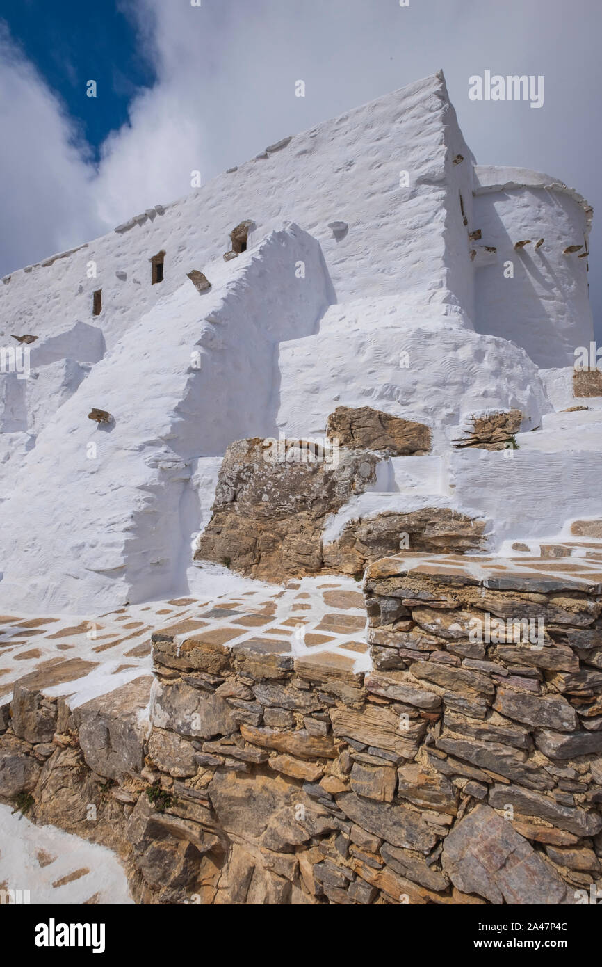 St. Johannes der Evangelist Kloster (Agios Ioannis Theologos) in Amorgos. Kykladen, Griechenland Stockfoto