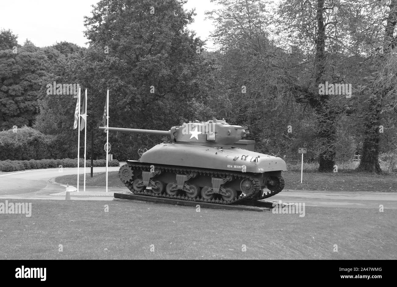 Normandie 09/10/2017. D-Day, die Landung Museum amerikanische Militär gepanzerte Fahrzeuge Stockfoto