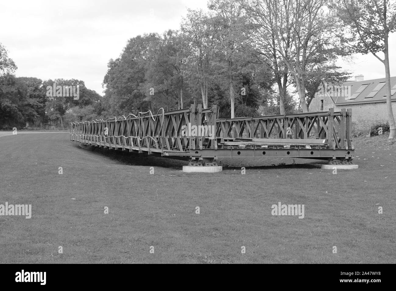 Normandie 09/10/2017. D-Day in der Normandie ein Bailey Brücke ist ein tragbares, vorgefertigte, truss Bridge. In 1940-1941 von der Britischen Entwickelt für militärische Stockfoto