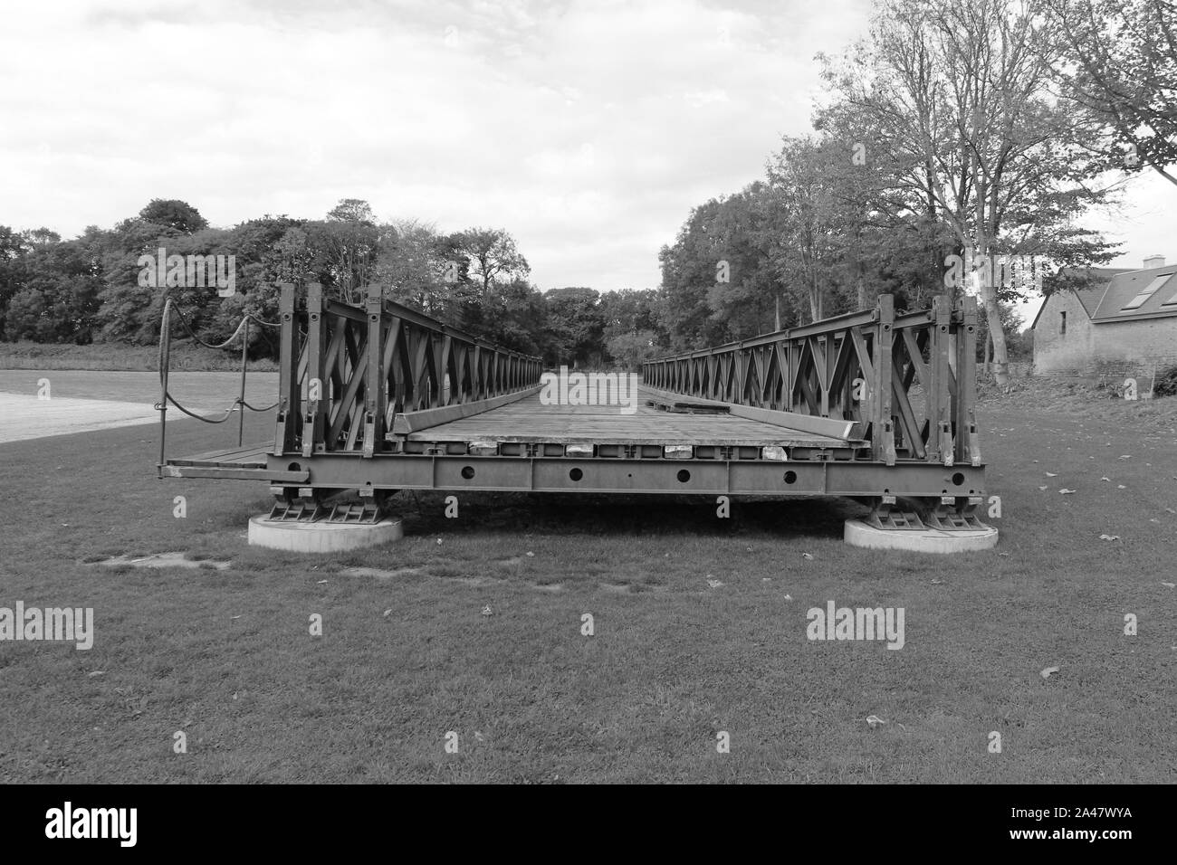 Normandie 09/10/2017. D-Day in der Normandie ein Bailey Brücke ist ein tragbares, vorgefertigte, truss Bridge. In 1940-1941 von der Britischen Entwickelt für militärische Stockfoto