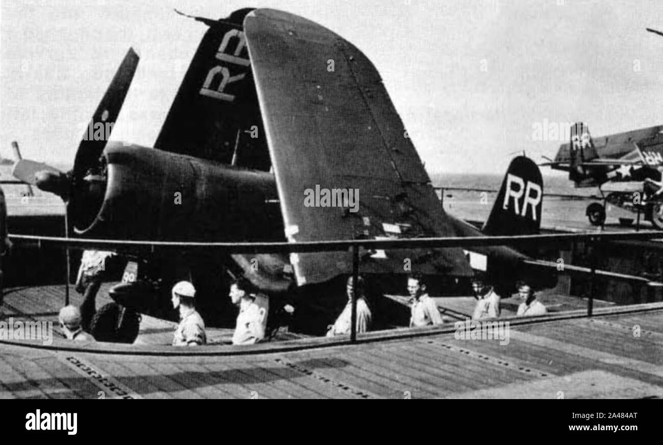 FG-1D VBF-88 auf der USS Yorktown (CV-10) 1945. Stockfoto