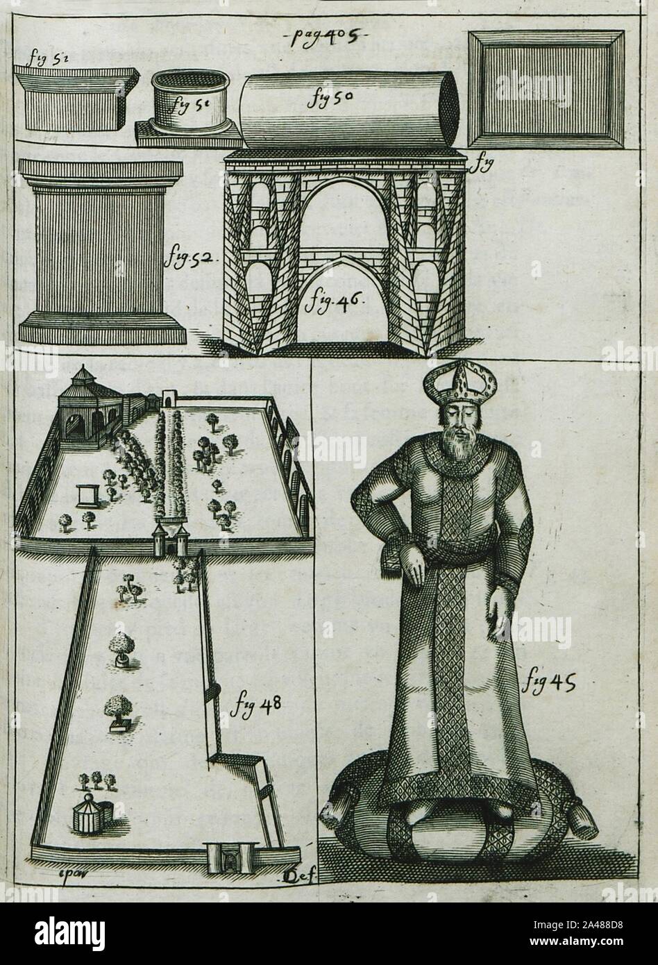 Abb. 46 Osmanischen Zisterne in der Belgrader Wald in Konstantinopel - Monconys Balthasar De - 1665. Stockfoto