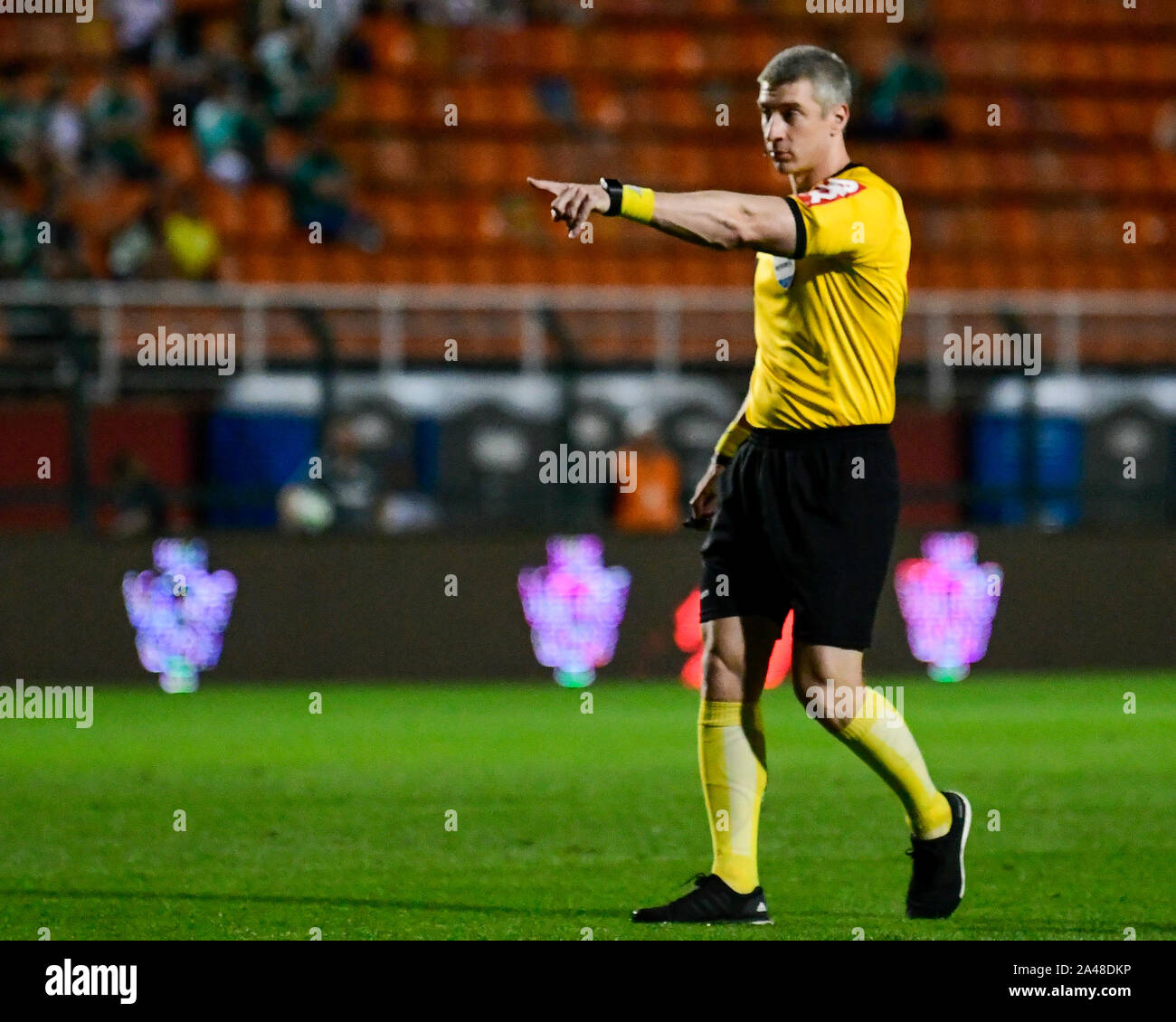 SÃO PAULO, SP - 12.10.2019: PALMEIRAS X BOTAFOGO RJ-Schiedsrichter Anderson Daronco bei einem Match zwischen Palmeiras vs Botafogo an Paulo Machado de Carvalho Municipal Stadium, Estádio do Pacaembu in Sao Paulo statt. Das gleiche gilt für die 25. Runde der brasilianischen Meisterschaft 2019. (Foto: Richard Callis/Fotoarena) Stockfoto