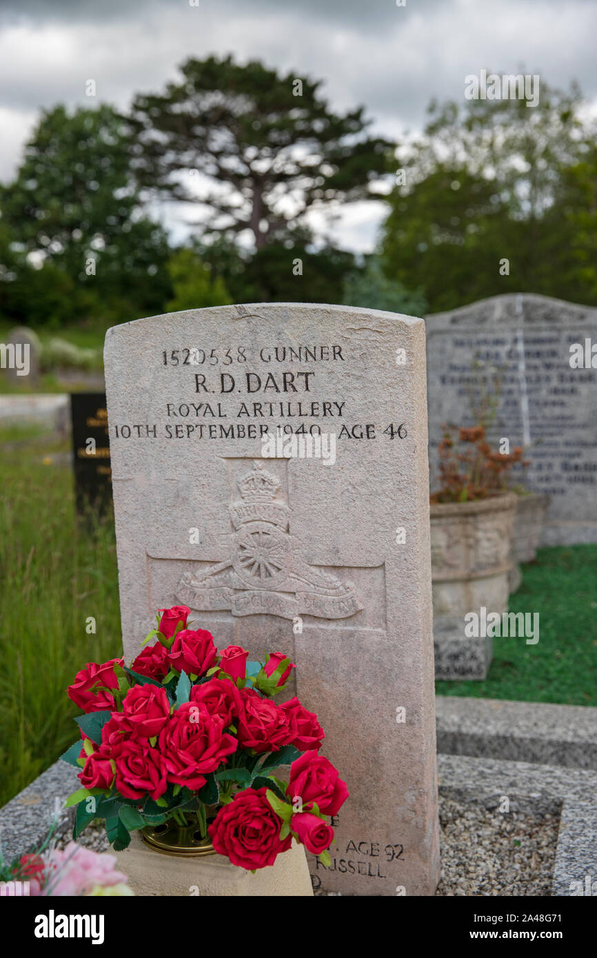 Commonwealth Kriegsgräber Kommission Grab von Russell Dennis Dart der Königlichen Artillerie, Truro Friedhof Stockfoto