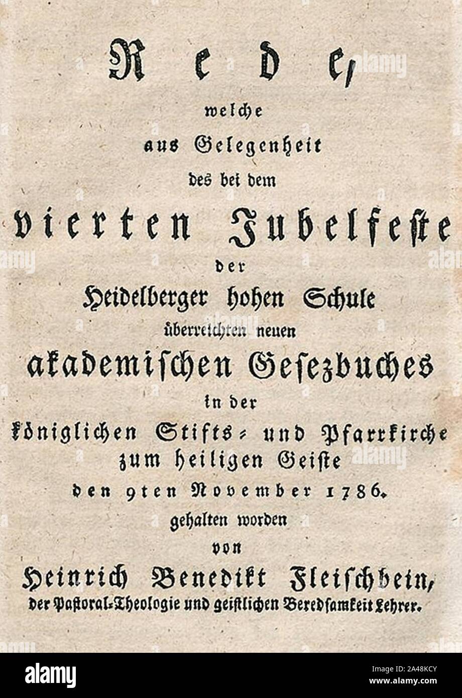 Fleischbein Jubelpredigt 1786. Stockfoto