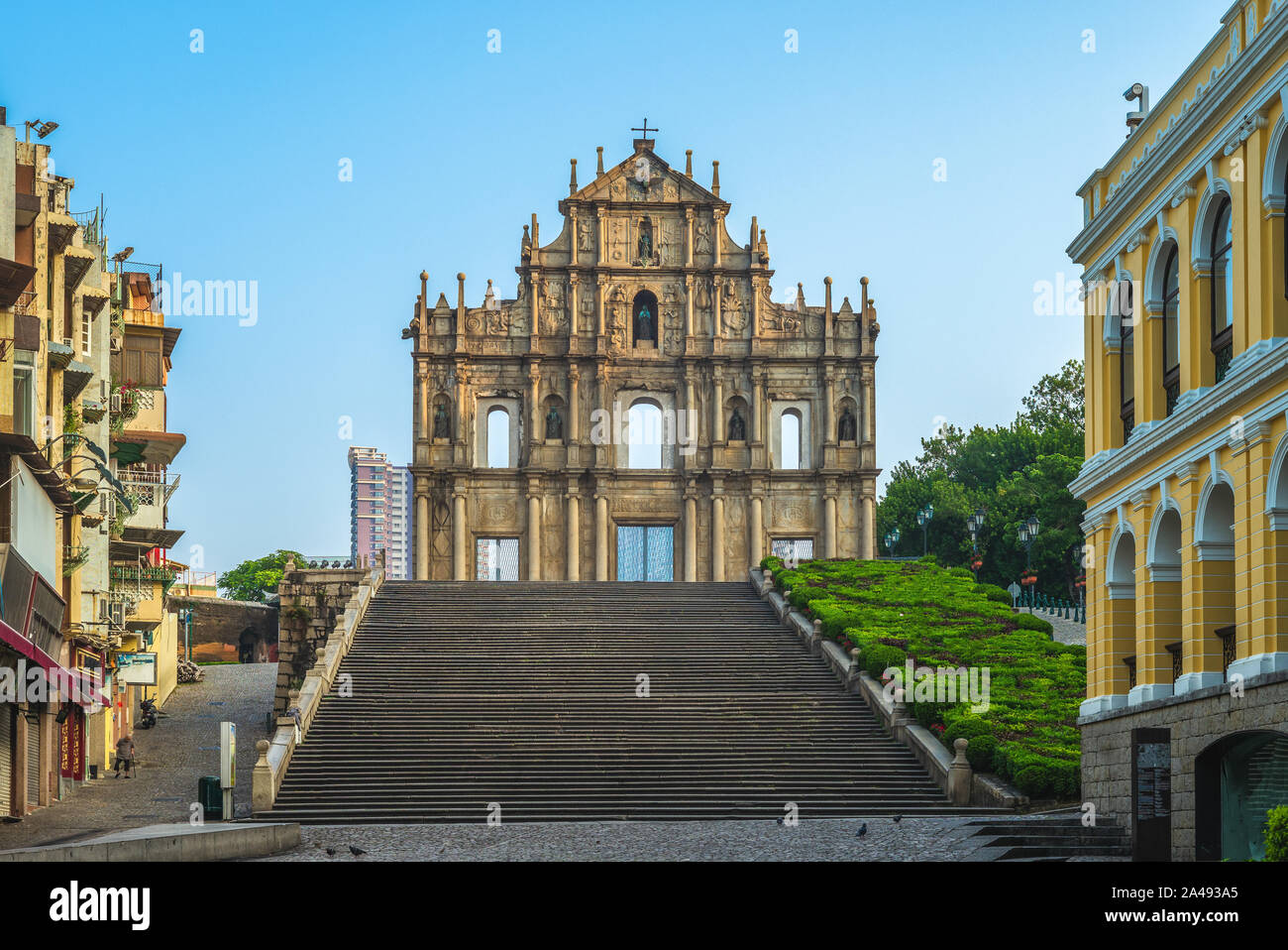 Die UNESCO, die Ruinen von St. Paul's in Macau, China Stockfoto
