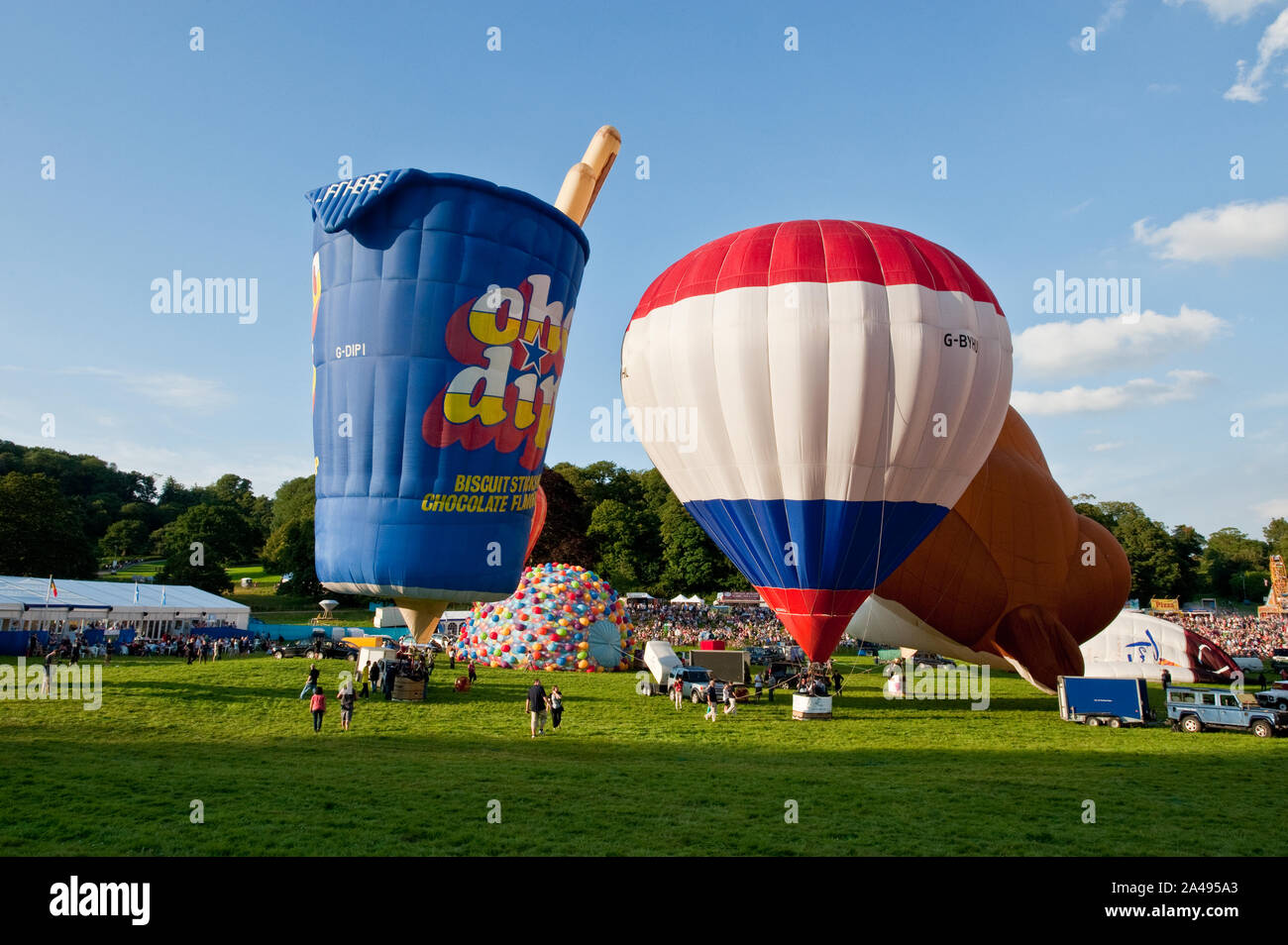 "Choco Dips 'Hot Air Balloon. Bristol International Balloon Fiesta, England Stockfoto