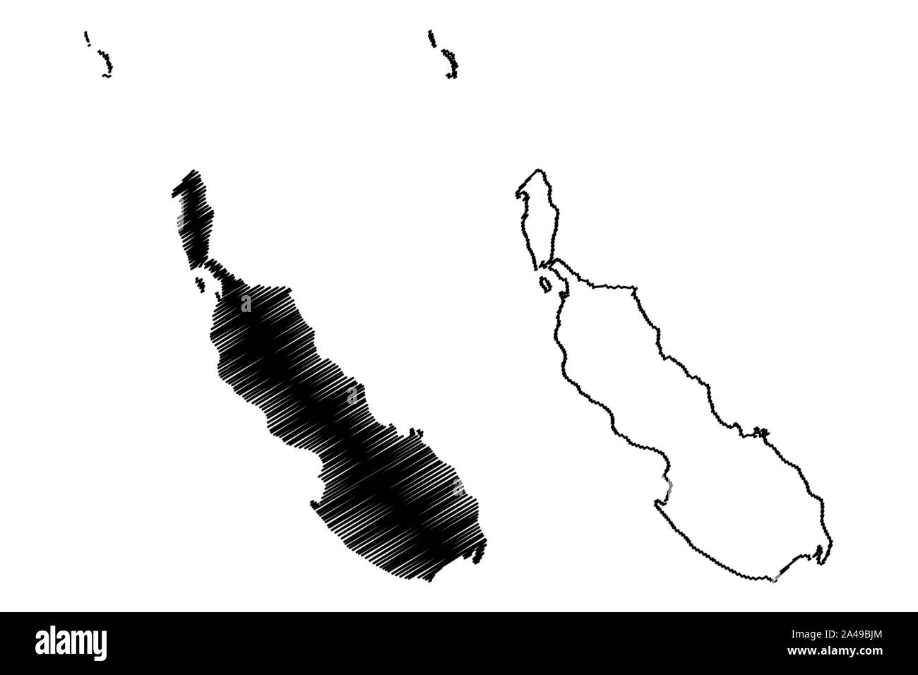 Autonomen Region Bougainville (Unabhängiger Staat Papua-Neuguinea, PNG, Provinzen Papua Neu Guinea) Karte Vektor-illustration, kritzeln Skizze Stock Vektor