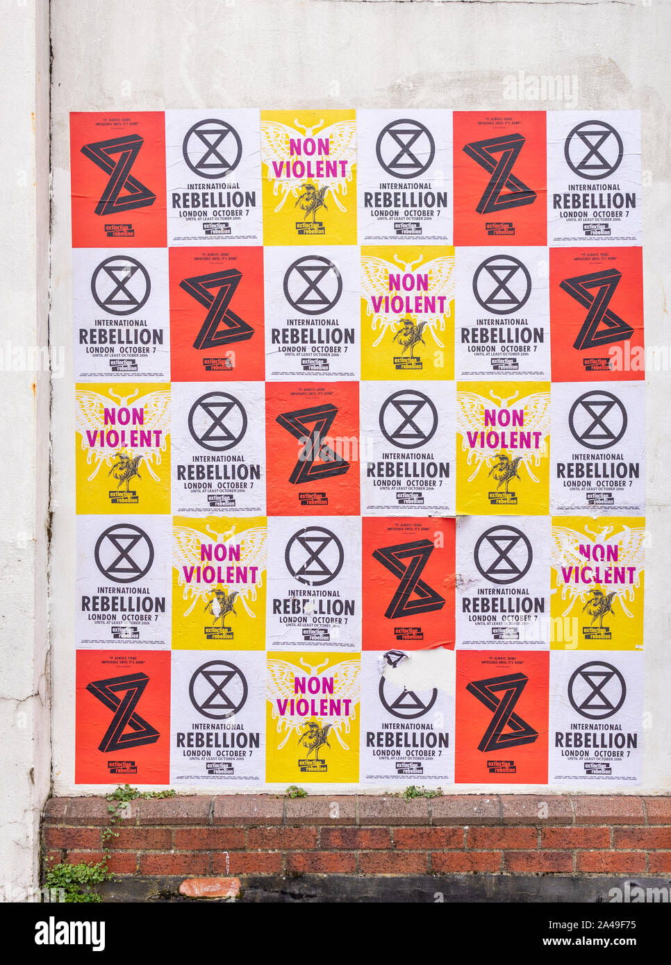 Plakat zum Klimaschutz der Extinction Rebellion in Southampton 2019, Großbritannien Stockfoto