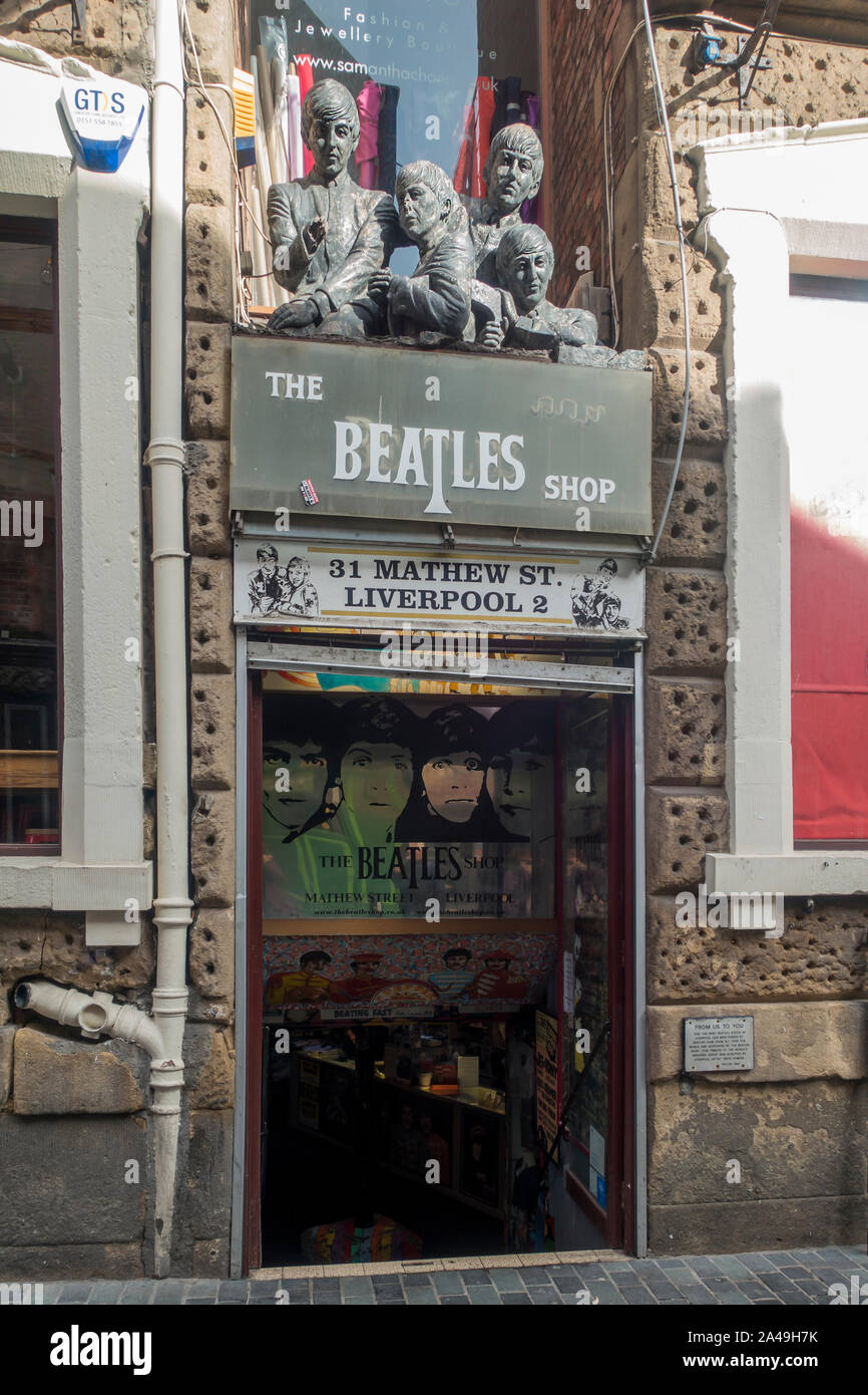 Die Beatles, Shop, Matthew Street, Liverpool, England Stockfoto