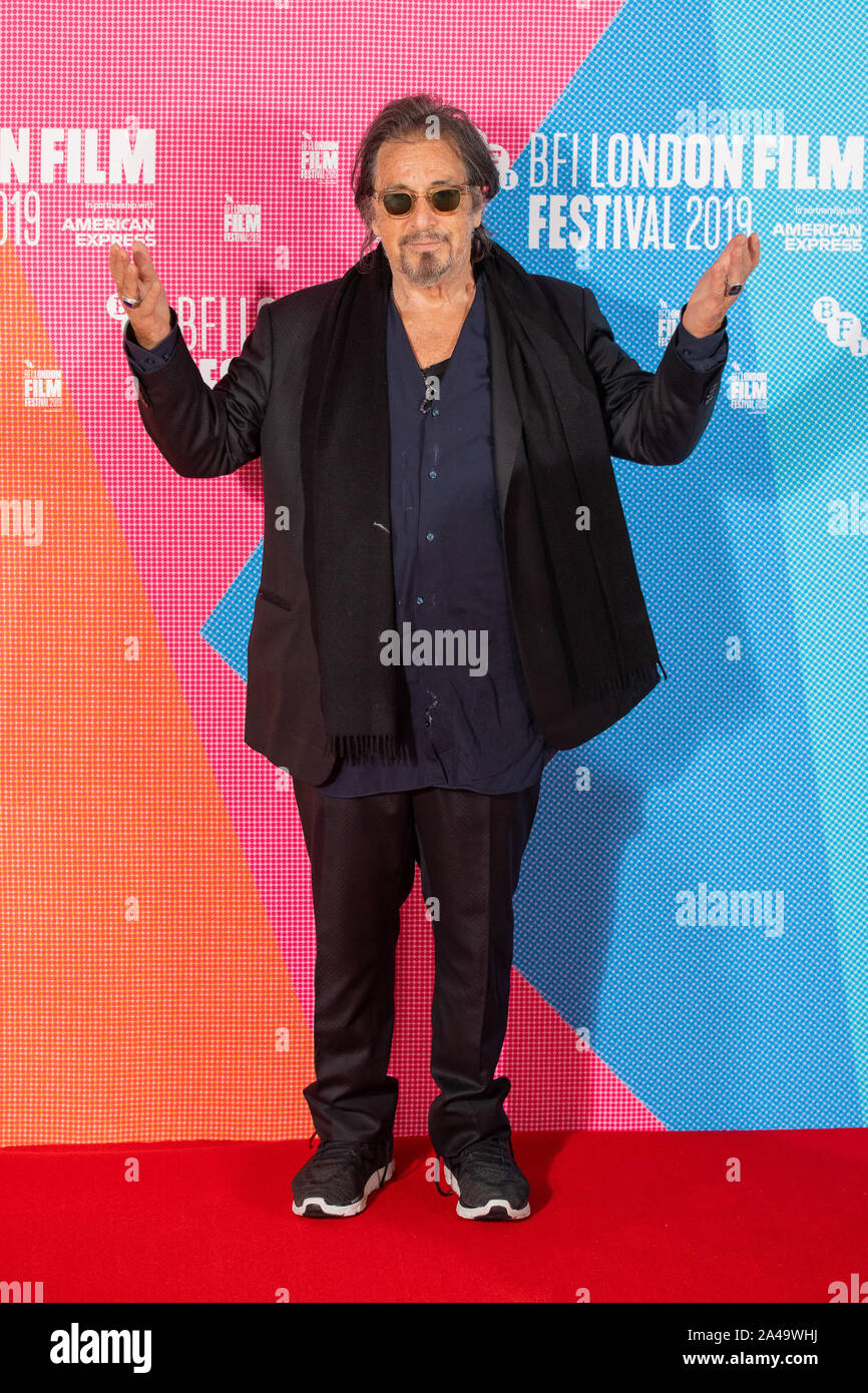 Al Pacino bei einem Fotoshooting für die Iren als Teil der BFI London Film Festival 2019 am May Fair Hotel, London statt. Stockfoto