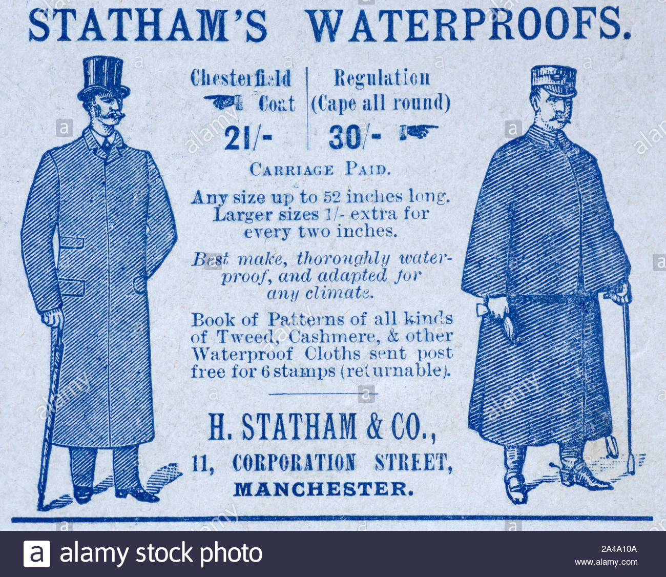 Der viktorianischen Ära, Statham ist imprägniert, Vintage Werbung von 1895 Stockfoto