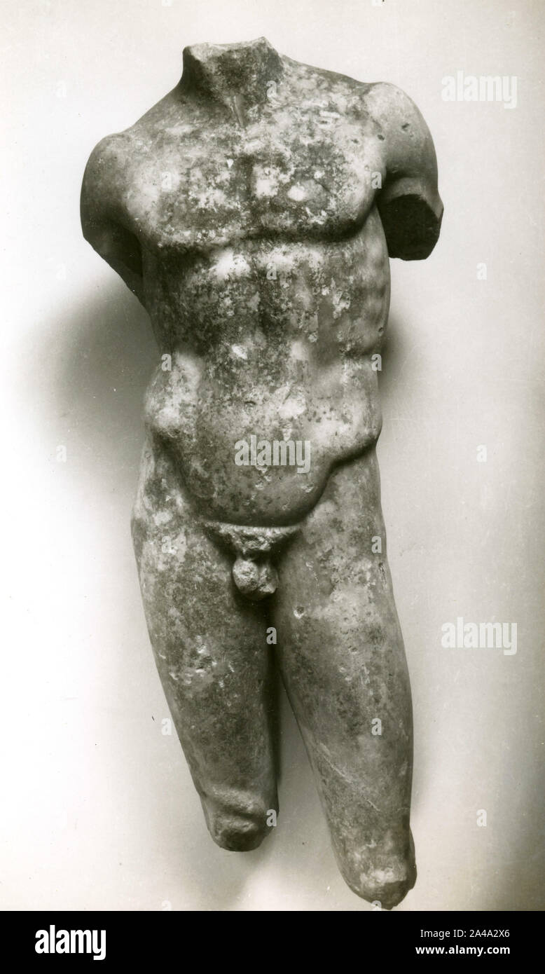 Marmor griechische Statue der Körper eines Mannes ohne Kopf, 1930er Jahre Stockfoto