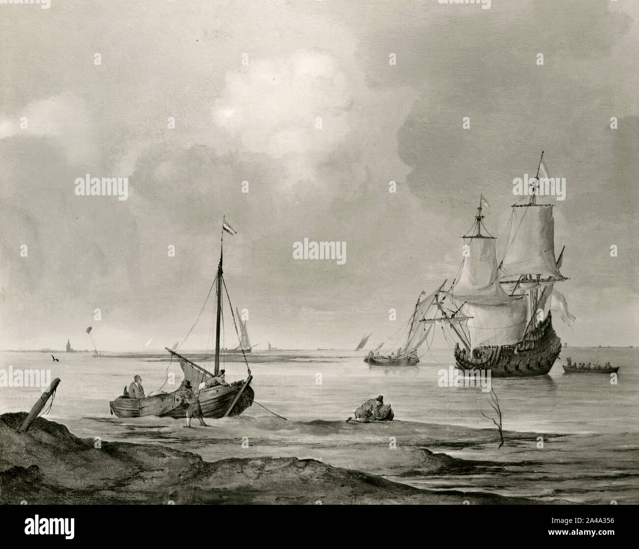 Marine Szene, Gemälde von englischen Künstler Denis Waterloo, 1930er Jahre Stockfoto