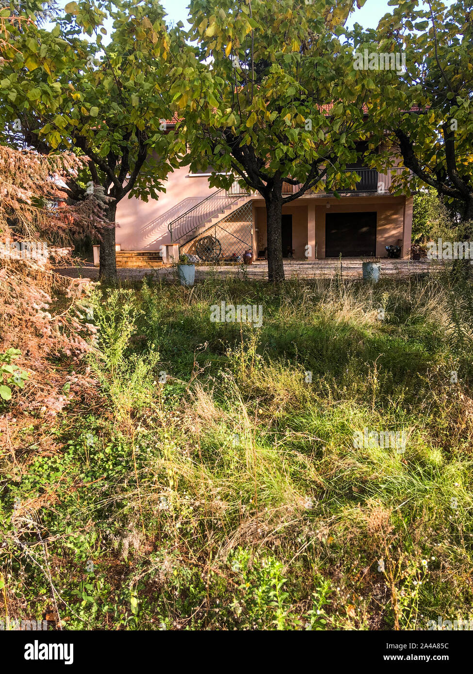 Abandonned Garten nach dem Tod des Eigentümers, Lyon, Frankreich Stockfoto