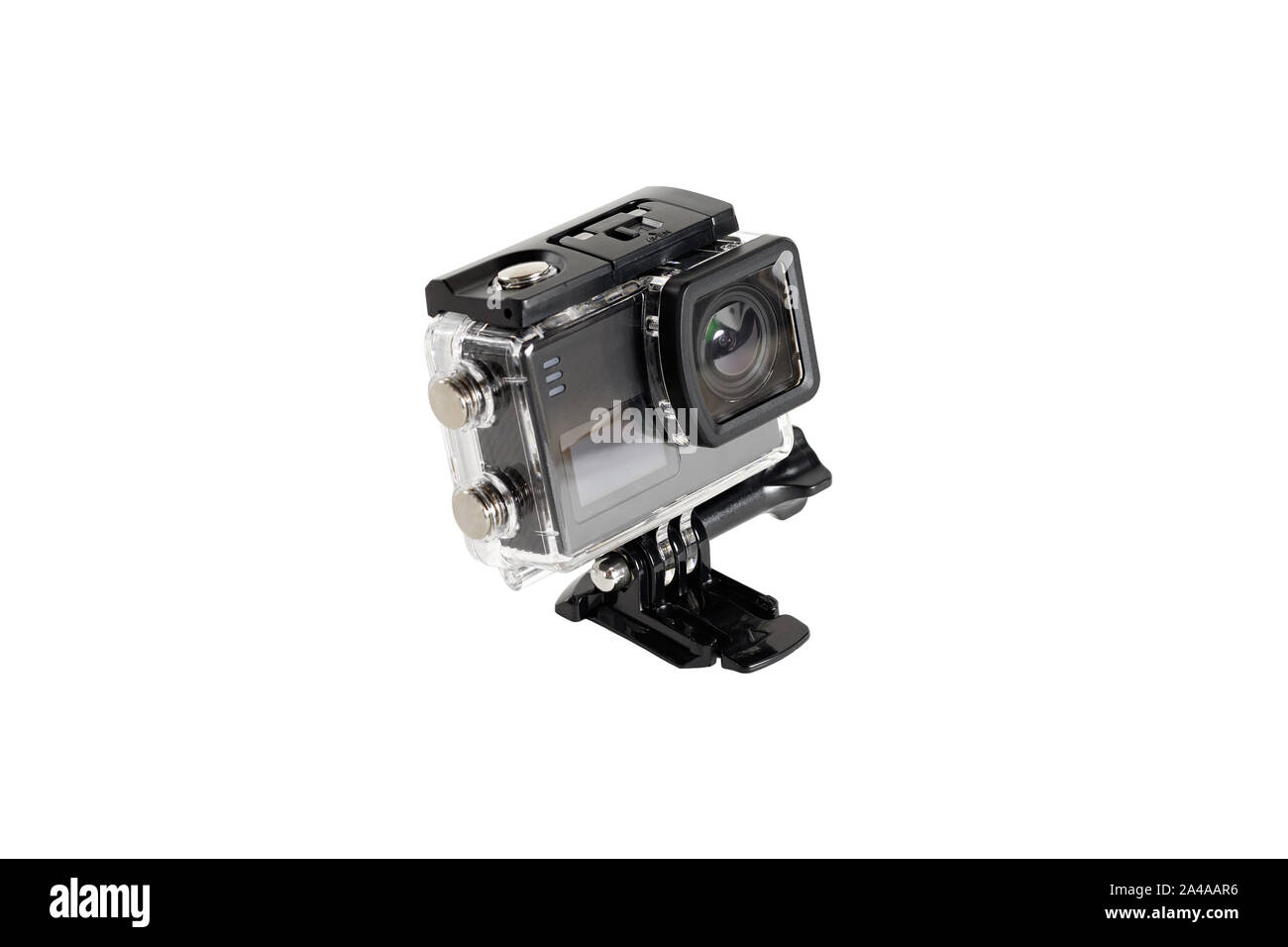 Compact Photo Kamera im Unterwasser. auf weißem Hintergrund. Stockfoto