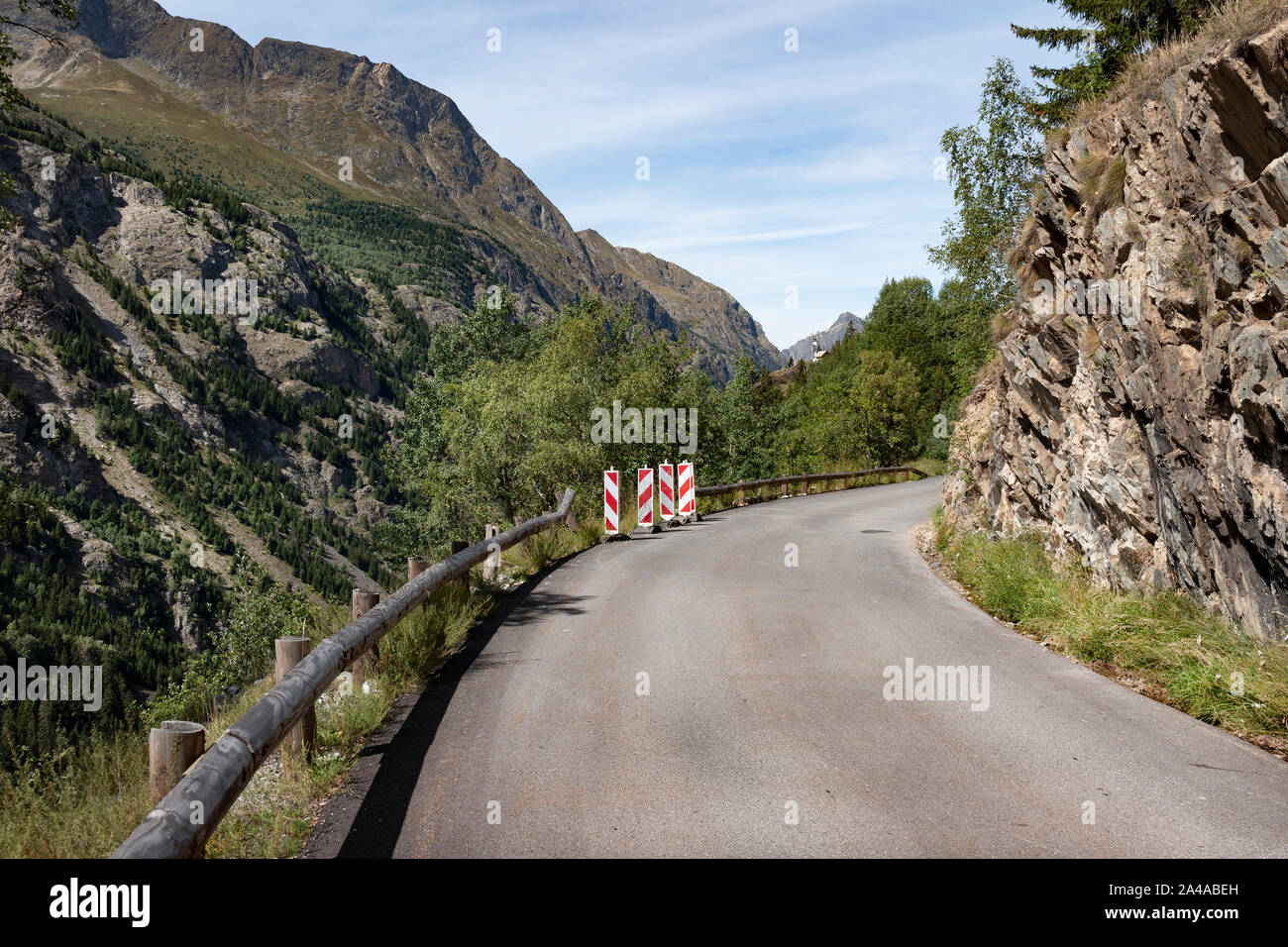 Straße von St-Christophe-en-Oisans La Berarde, Frankreich. Stockfoto