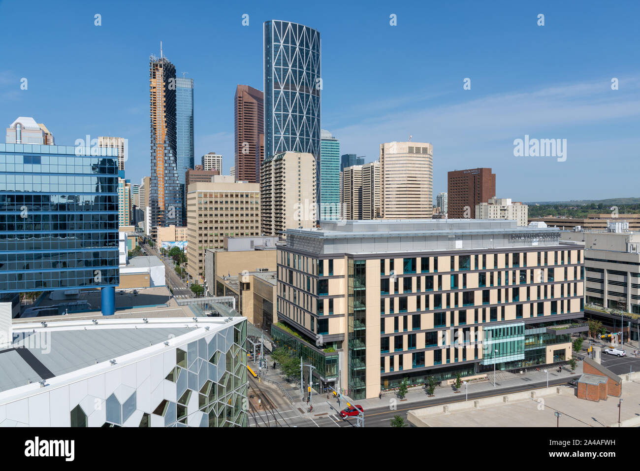 Calgary, Kanada - 31. Juli 2019: Blick auf Downtown Stockfoto
