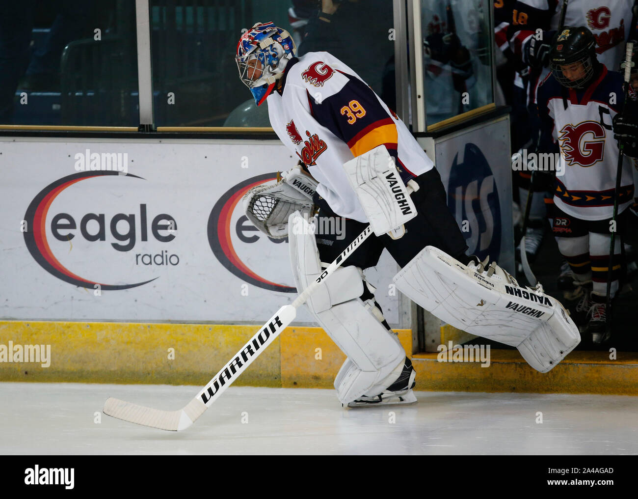 Guildford, Großbritannien. 13 Okt, 2019. Petr Cech von Guildford Phoenix Ex Arsenal und Chelsea Spieler während National Ice Hockey League zwischen Guildford Phoenix und Swindon Wildkatzen 2 bei Guildford Spectrum Stadion in Guildford, England am Oktober 13, 2019 Credit: Aktion Foto Sport/Alamy leben Nachrichten Stockfoto