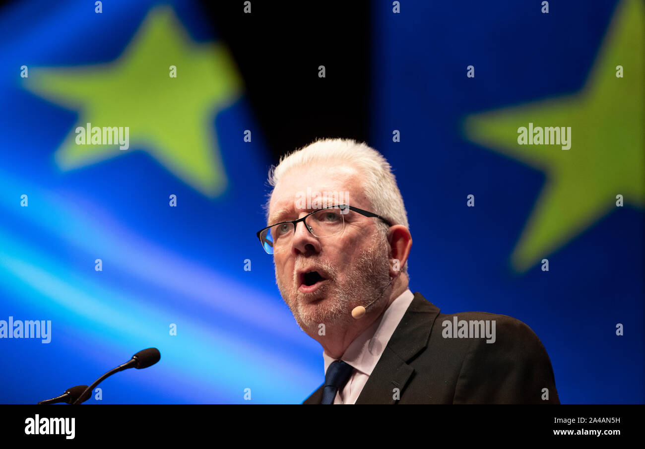 Michael Russell MSP während einer Brexit Q&A-Veranstaltung im Herbst 2019 SNP-Konferenz auf der Veranstaltung komplexe Aberdeen (teca). Stockfoto