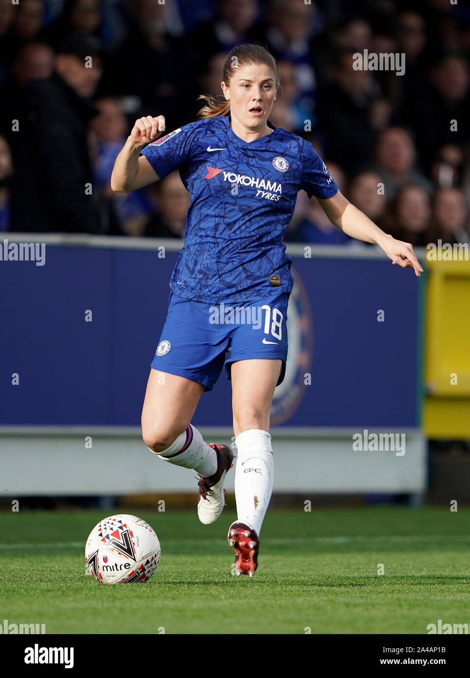 Maren Mjelde während Super der FA Frauen Liga Spiel bei Kingsmeadow, Kingston Upon Thames. Stockfoto