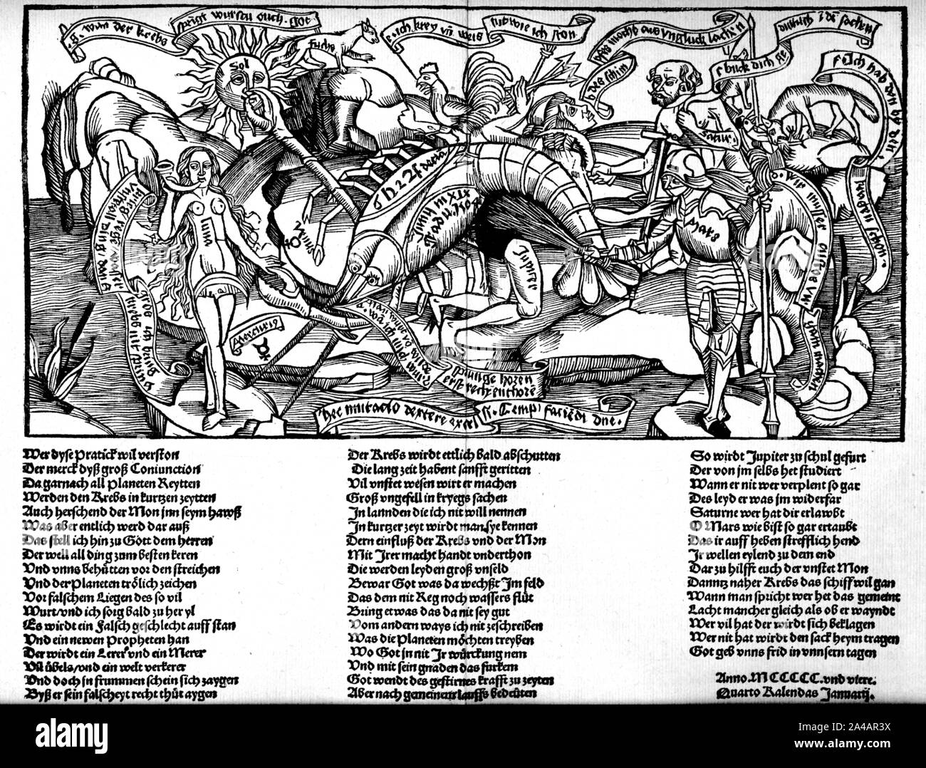 Aus der wundervollen Lage des obersten Planeten von Sebastian Brant, Thomas Anselm, 1504 Stockfoto