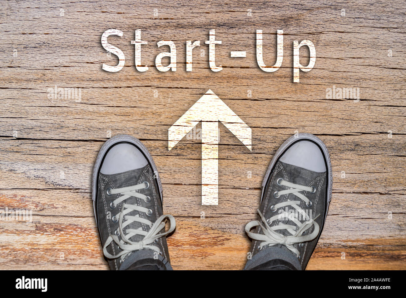 Start-Up Schuhe Zeichen Stockfoto
