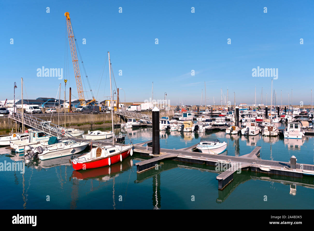 Hafen von l'Herbaudière auf der Insel Noirmoutier en l'Ile in der Vendée in der Region Pays-de-la-Loire im Westen von Frankreich Stockfoto