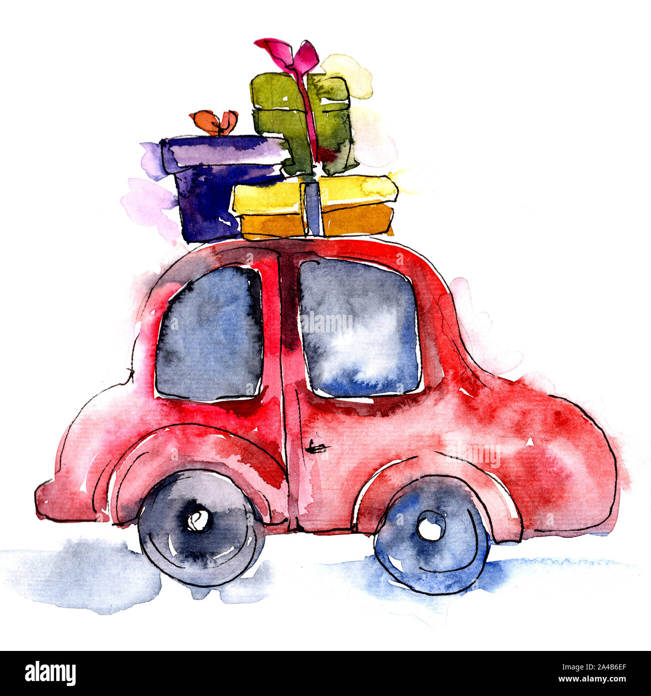 Weihnachten Winter Urlaub Symbol isoliert. Aquarell Hintergrund gesetzt. Isolierte weihnachten Abbildung Element. Stockfoto