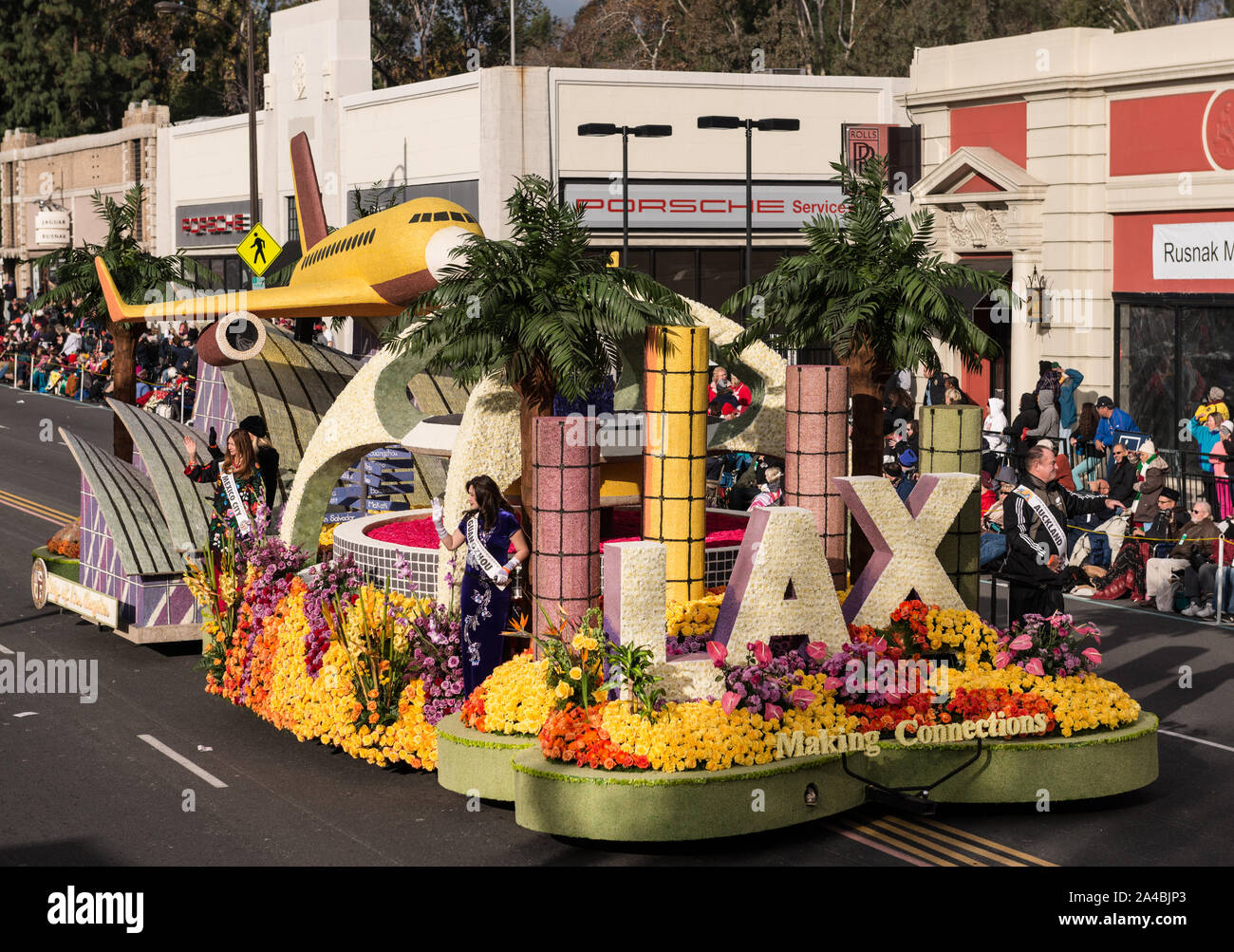 Die Stadt Los Angeles Schwimmer im 124 Rose Parade in Pasadena, Kalifornien Stockfoto