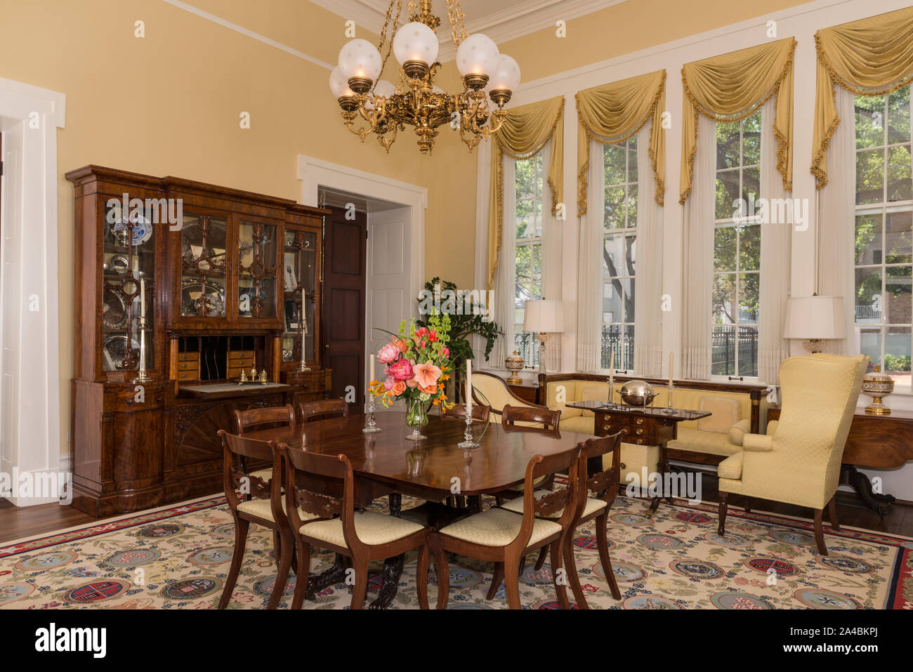 Der Wintergarten, der 1914 auch auf der Westseite des Texas Governor's Mansion in Austin, der Hauptstadt von Texas Stockfoto