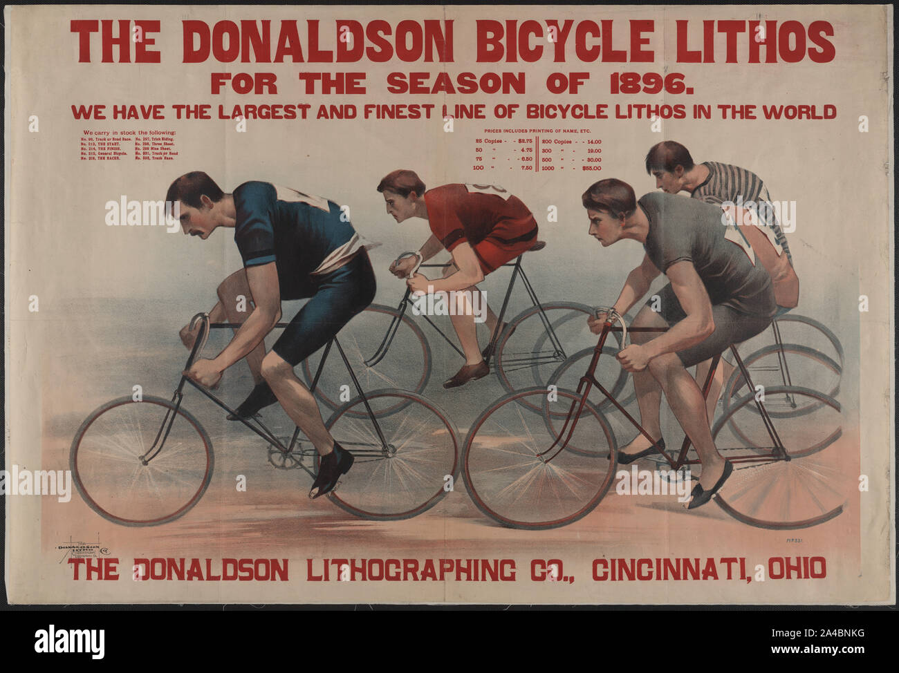 Der Donaldson Fahrrad lithos für die Saison 1896. Stockfoto