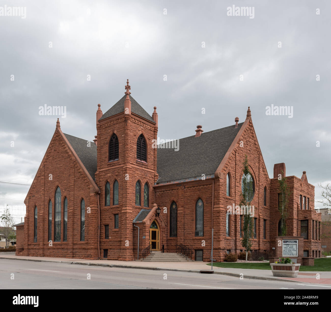 Die First United Methodist Church (ursprünglich erste methodistische Kirche), die im Jahre 1890 in der Hauptstadt Cheyenne, Wyoming Stockfoto