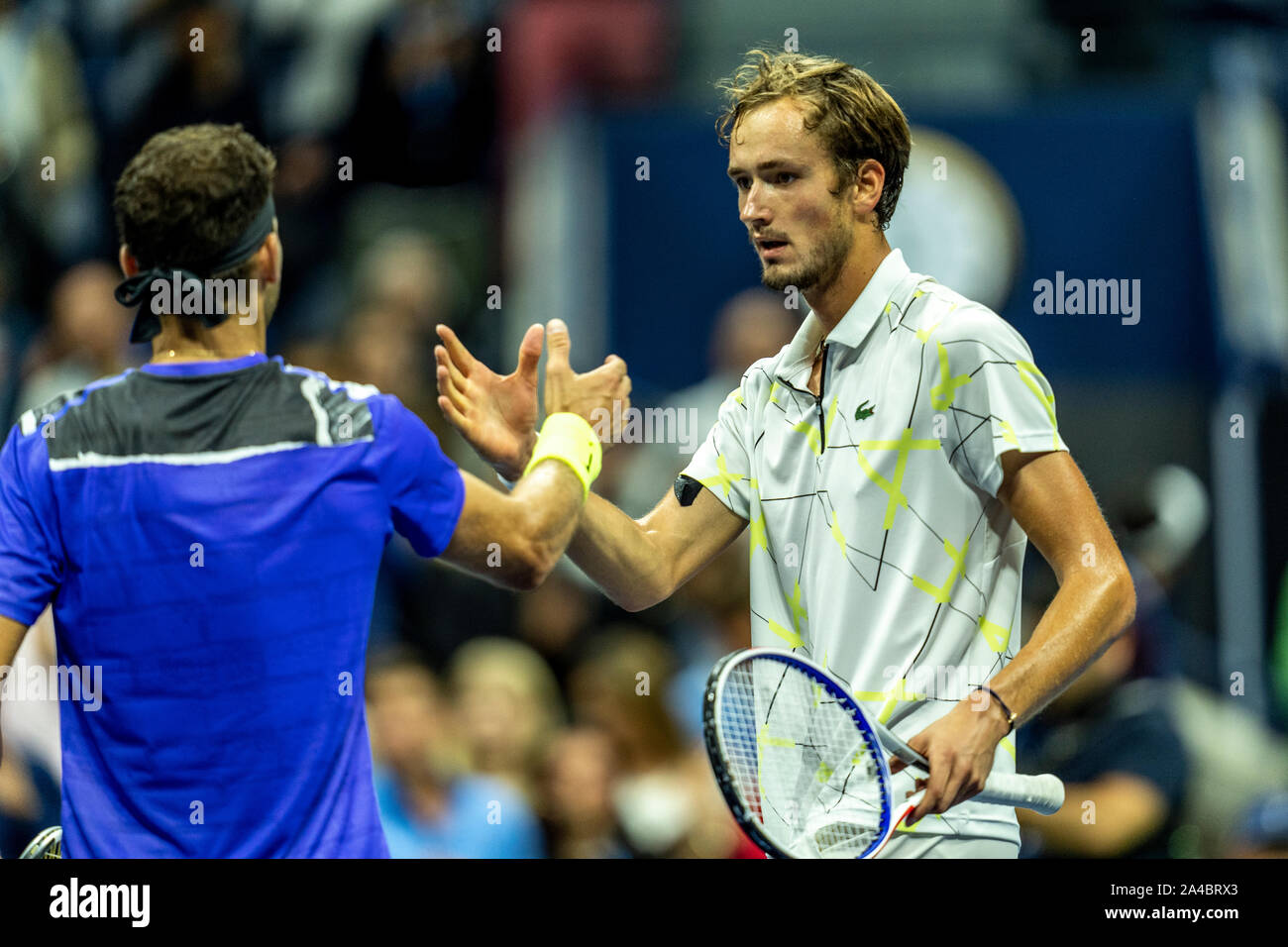 Daniil Medwedew Russlands im Halbfinale der Männer an der 2019 US Open Tennis Meisterschaft konkurrieren Stockfoto