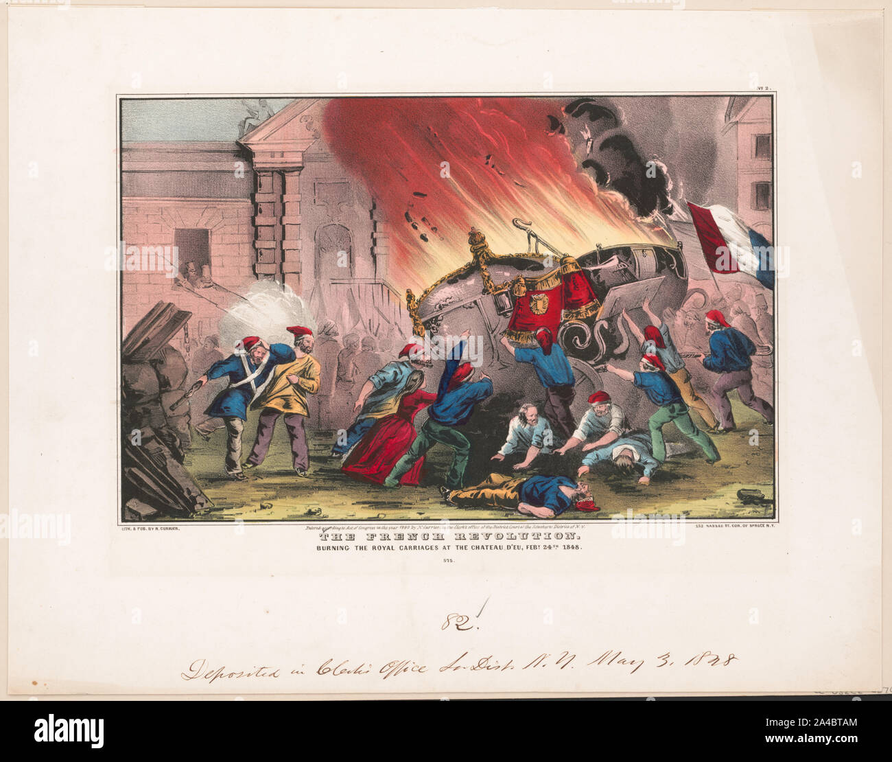 Die Französische Revolution: Brennen der königlichen Kutschen im Chateau d'Eu, feby. 24, 1848 Stockfoto