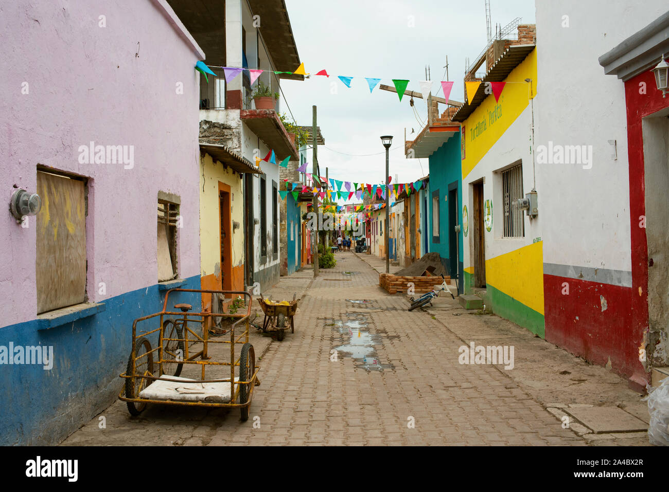 Street Scene Der kleine und ruhige Insel - Dorf Mexcaltitán, Nayarit, Mexiko, May 2019 Stockfoto