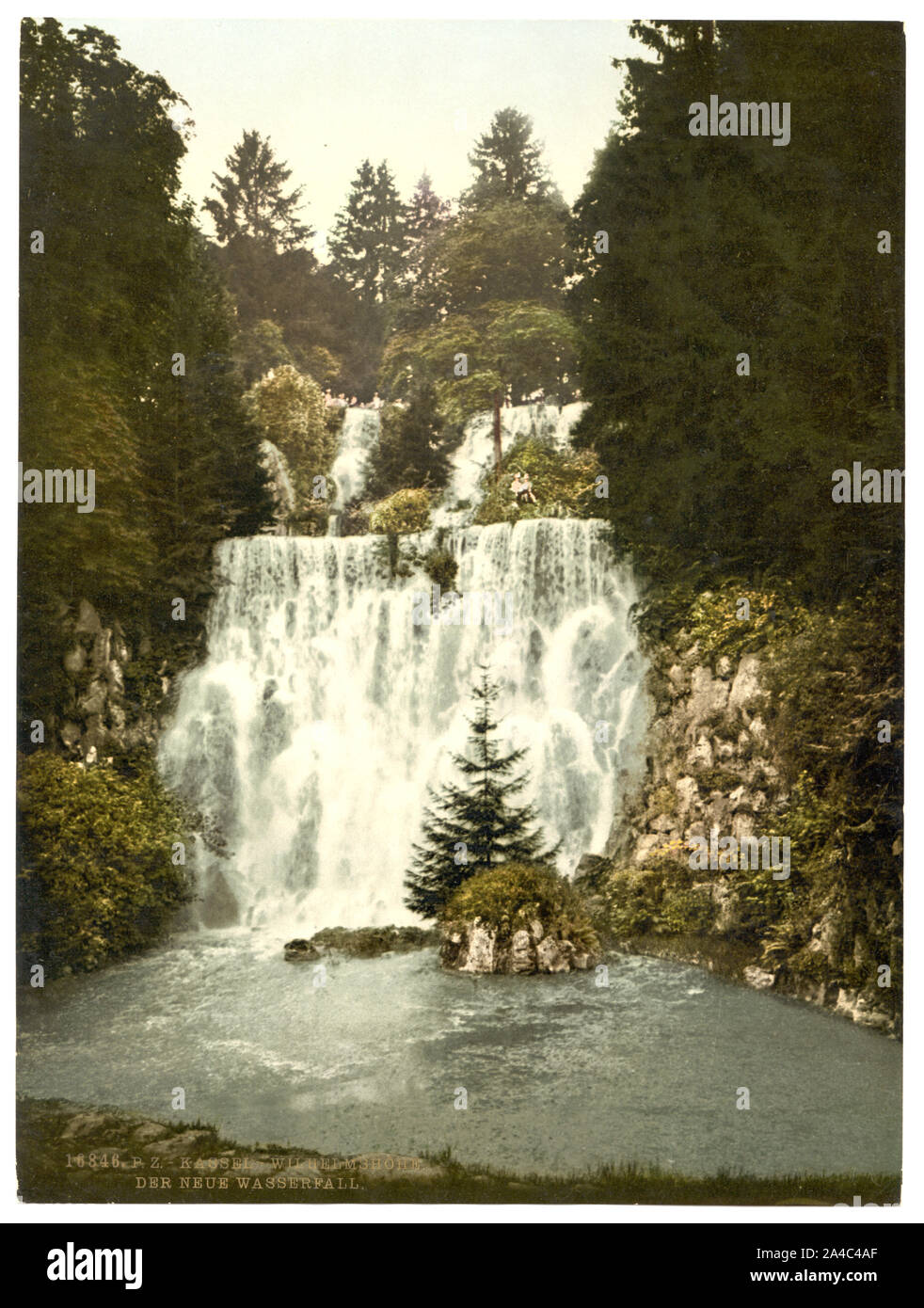Die neuen Wasserfall, Wilhelmshohe, Cassel (d. h., Kassel), Hesse-Nassau, Deutschland Stockfoto