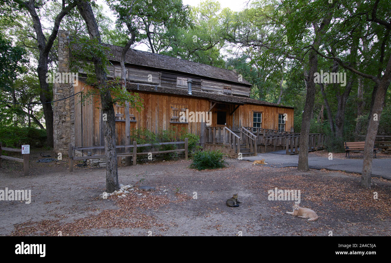Die Parker Kabine auf Log Cabin Village, ein Haus Museum, bestehend aus gespeichert ländlichen Kabinen an einen zentralen Standort in Fort Worth, Texas verschoben Stockfoto