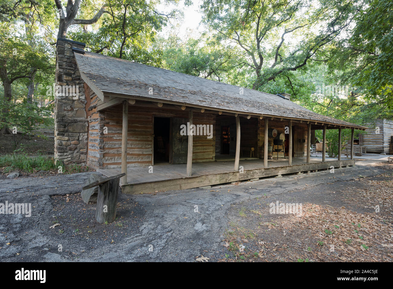 Die Parker Kabine auf Log Cabin Village, ein Haus Museum, bestehend aus gespeichert ländlichen Kabinen an einen zentralen Standort in Fort Worth, Texas verschoben Stockfoto